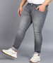 Urbano Plus Men's Light Grey Regular Fit Washed Jeans Stretchable