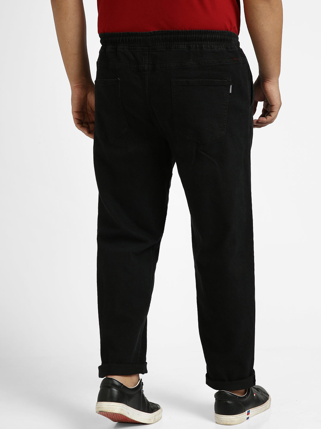 Urbano Plus Men's Black Regular Fit Washed Jogger Jeans Stretchable