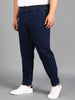 Plus Men's Dark Blue Regular Fit Washed Jogger Jeans Stretchable