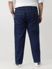 Plus Men's Blue Regular Fit Washed Jogger Jeans Stretchable