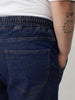 Plus Men's Blue Regular Fit Washed Jogger Jeans Stretchable