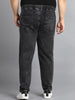 Plus Men's Charcoal Black Regular Fit Washed Jogger Jeans Stretchable