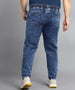 Plus Men's Dark Blue Regular Fit Washed Jogger Jeans Stretchable