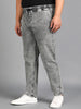 Plus Men's Ice Grey Regular Fit Washed Jogger Jeans Stretchable