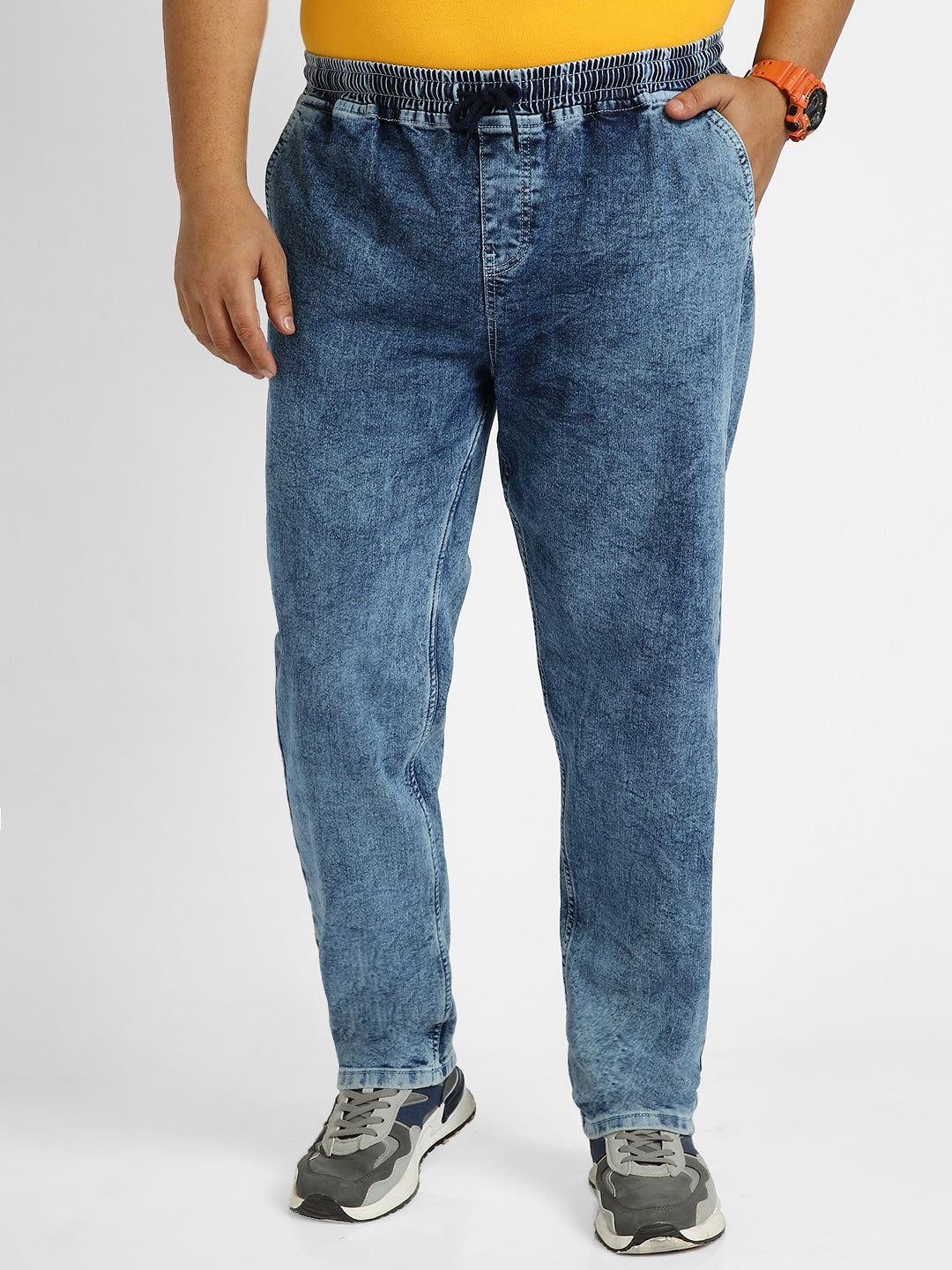 Urbano Plus Men's Light Blue Regular Fit Washed Jogger Jeans Stretchable