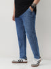 Plus Men's Light Blue Regular Fit Washed Jogger Jeans Stretchable