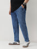 Plus Men's Light Blue Regular Fit Washed Jogger Jeans Stretchable
