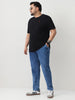 Plus Men's Light Blue Regular Fit Washed Jogger Jeans Stretchable