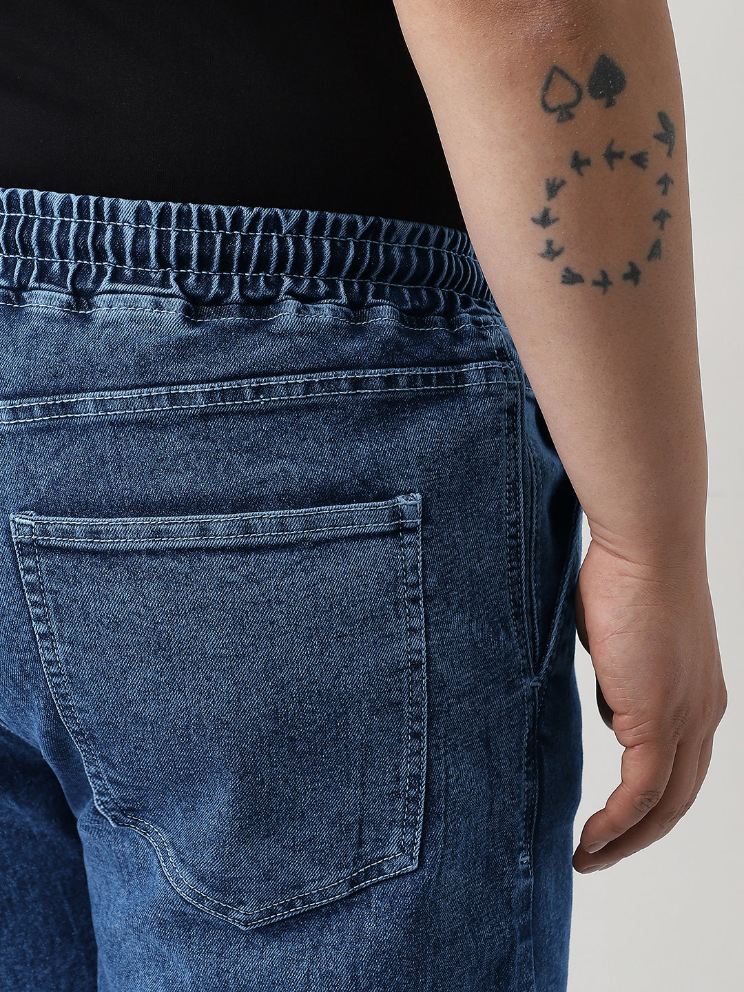 Plus Men's Light Blue Regular Fit Washed Jogger Jeans Stretchable