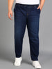 Plus Men's Dark Blue Regular Fit Washed Jogger Jeans Stretchable