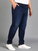 Plus Men's Dark Blue Regular Fit Washed Jogger Jeans Stretchable