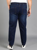 Plus Men's Dark Blue Regular Fit Washed Jogger Jeans Stretchable