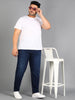 Plus Men's Dark Blue Regular Fit Washed Jogger Jeans Stretchable