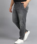 Plus Men's Grey Regular Fit Washed Jogger Jeans Stretchable