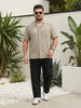 Plus Men's Black Straight Fit Linen Cargo Pants with 6 Pockets