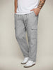 Plus Men's Light Grey Straight Fit Linen Cargo Pants with 6 Pockets