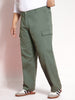 Plus Men's Light Grey Loose Baggy Fit Solid Cargo Chino Pant with 6 Pockets Non-Stretchable