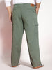 Plus Men's Light Grey Loose Baggy Fit Solid Cargo Chino Pant with 6 Pockets Non-Stretchable