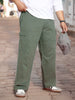 Plus Men's Light Grey Loose Baggy Fit Solid Cargo Chino Pant with 6 Pockets Non-Stretchable