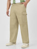 Plus Men's Light Olive Loose Baggy Fit Solid Cargo Chino Pant with 6 Pockets Non-Stretchable