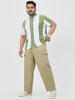 Plus Men's Light Olive Loose Baggy Fit Solid Cargo Chino Pant with 6 Pockets Non-Stretchable
