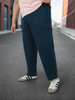 Plus Men's Navy Loose Baggy Fit Solid Cargo Chino Pant with 6 Pockets Non-Stretchable