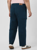 Plus Men's Navy Loose Baggy Fit Solid Cargo Chino Pant with 6 Pockets Non-Stretchable