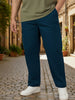Plus Men's Navy Loose Baggy Fit Solid Cargo Chino Pant with 6 Pockets Non-Stretchable