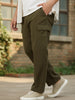 Plus Men's Olive Loose Baggy Fit Solid Cargo Chino Pant with 6 Pockets Non-Stretchable