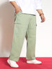 Plus Men's Pista Loose Baggy Fit Solid Cargo Chino Pant with 6 Pockets Non-Stretchable