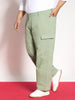 Plus Men's Pista Loose Baggy Fit Solid Cargo Chino Pant with 6 Pockets Non-Stretchable
