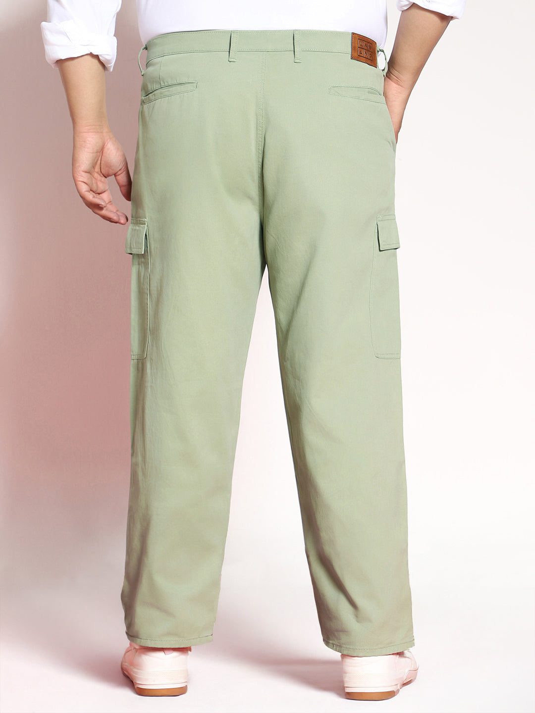 Plus Men's Pista Loose Baggy Fit Solid Cargo Chino Pant with 6 Pockets Non-Stretchable