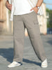 Plus Men's Steel Grey Loose Baggy Fit Solid Cargo Chino Pant with 6 Pockets Non-Stretchable