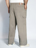 Plus Men's Steel Grey Loose Baggy Fit Solid Cargo Chino Pant with 6 Pockets Non-Stretchable