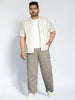 Plus Men's Steel Grey Loose Baggy Fit Solid Cargo Chino Pant with 6 Pockets Non-Stretchable