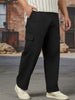 Plus Men's Black Loose Baggy Fit Solid Cargo Chino Pant with 6 Pockets Non-Stretchable