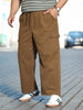 Plus Men's Brown Loose Baggy Fit Cargo Jogger Chino Pant with 6 Pockets Stretchable