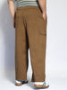 Plus Men's Brown Loose Baggy Fit Cargo Jogger Chino Pant with 6 Pockets Stretchable