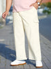 Plus Men's Cream Loose Baggy Fit Cargo Jogger Chino Pant with 6 Pockets Stretchable