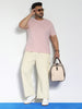 Plus Men's Cream Loose Baggy Fit Cargo Jogger Chino Pant with 6 Pockets Stretchable