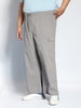 Plus Men's Grey Loose Baggy Fit Cargo Jogger Chino Pant with 6 Pockets Stretchable