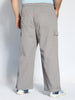 Plus Men's Grey Loose Baggy Fit Cargo Jogger Chino Pant with 6 Pockets Stretchable