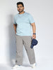 Plus Men's Grey Loose Baggy Fit Cargo Jogger Chino Pant with 6 Pockets Stretchable