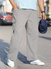 Plus Men's Grey Loose Baggy Fit Cargo Jogger Chino Pant with 6 Pockets Stretchable