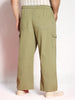 Plus Men's Light Olive Loose Baggy Fit Cargo Jogger Chino Pant with 6 Pockets Stretchable