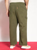 Plus Men's Medium Olive Loose Baggy Fit Cargo Jogger Chino Pant with 6 Pockets Stretchable