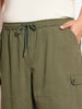 Plus Men's Medium Olive Loose Baggy Fit Cargo Jogger Chino Pant with 6 Pockets Stretchable