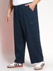 Plus Men's Navy Loose Baggy Fit Cargo Jogger Chino Pant with 6 Pockets Stretchable