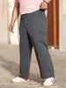 Plus Men's Steel Grey Loose Baggy Fit Cargo Jogger Chino Pant with 6 Pockets Stretchable
