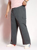 Plus Men's Steel Grey Loose Baggy Fit Cargo Jogger Chino Pant with 6 Pockets Stretchable